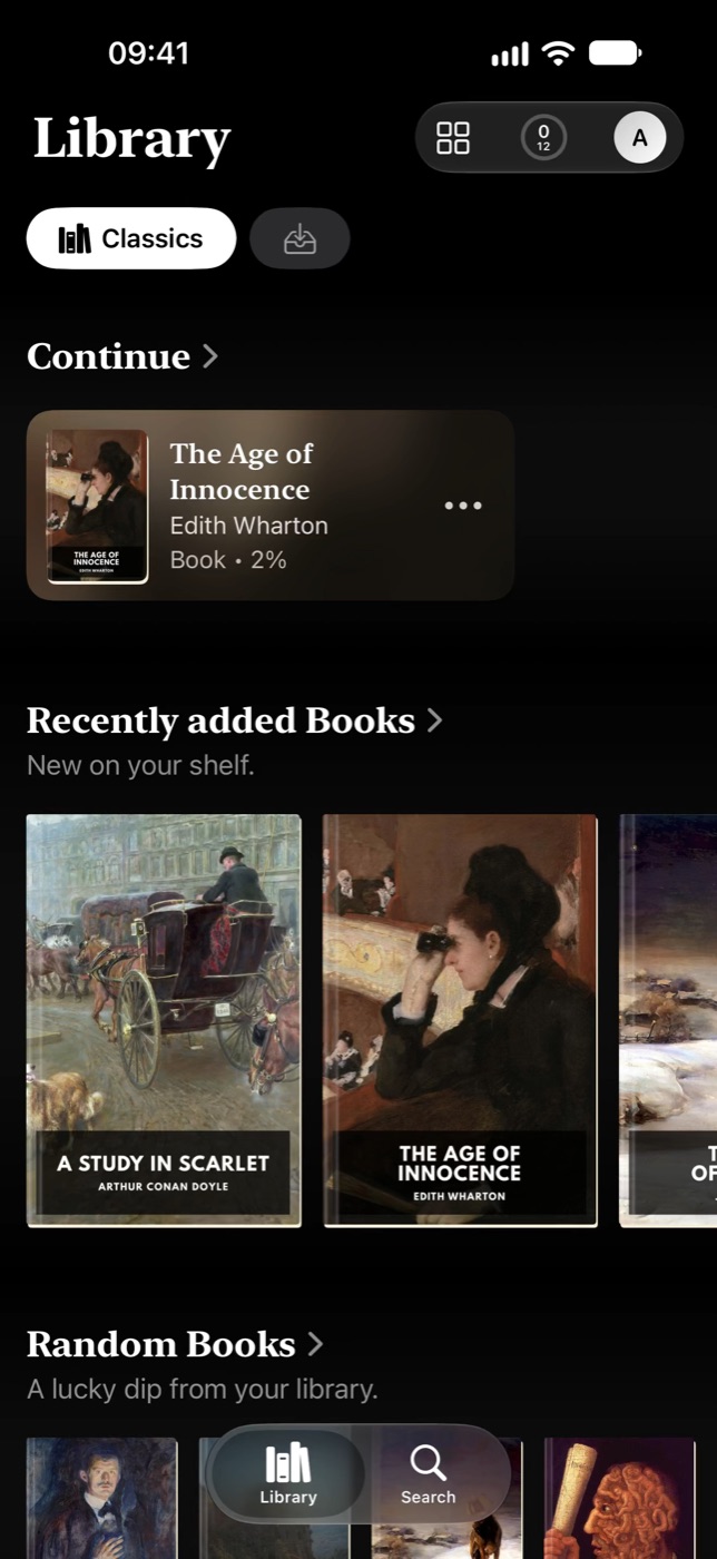 The home in dark mode
